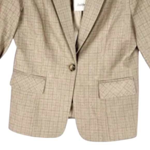 NWT Susielady Women's Full Lined Flap Pockets One Button Plaid Brown Blazer Sz M - Picture 5 of 10
